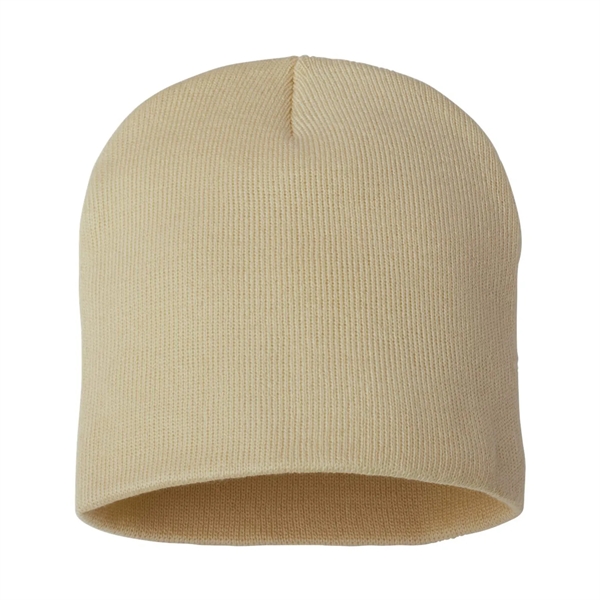 100% acrylic knit beanie decorated with a sewn-on woven patch... from ASI 92980 WOV-IN® / Universal Strap/Wov-In Line