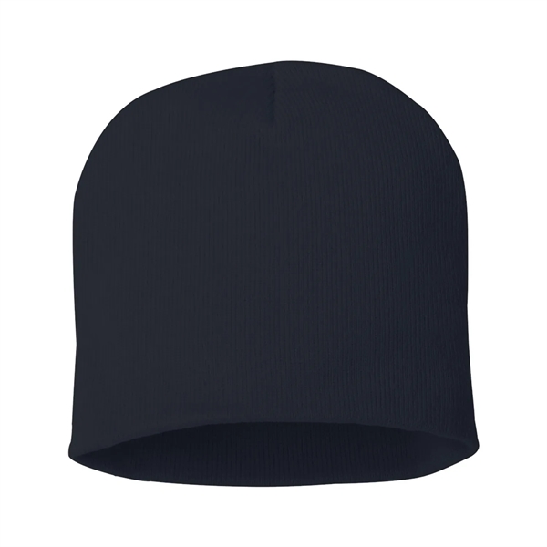 100% acrylic knit beanie decorated with a sewn-on woven patch... from ASI 92980 WOV-IN® / Universal Strap/Wov-In Line