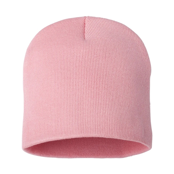 100% acrylic knit beanie decorated with a sewn-on woven patch... from ASI 92980 WOV-IN® / Universal Strap/Wov-In Line