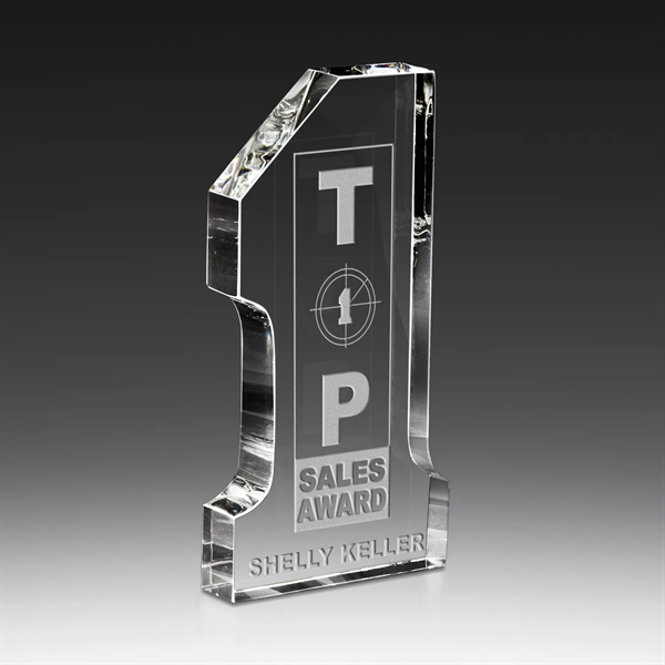 #1 shaped optical crystal award that's encased in a black velvet... from ASI 93986 Visions/Awardcraft / Visions Awards