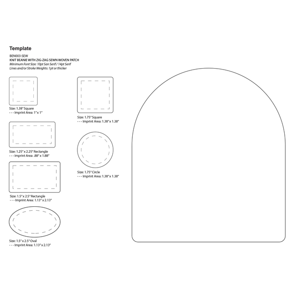 100% acrylic knit beanie decorated with a sewn-on woven patch... from ASI 92980 WOV-IN® / Universal Strap/Wov-In Line