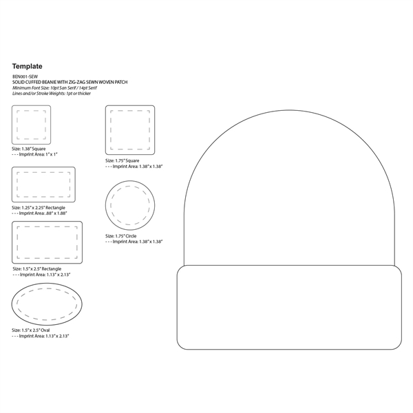 100% acrylic knit cuff beanie finished with a sewn-on woven patch... from ASI 92980 WOV-IN® / Universal Strap/Wov-In Line