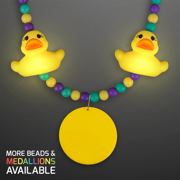 Light Up Rubber Ducky Beads Necklace with Yellow Medallion; Domestic Imprint... from ASI 34194 ALightPromos
