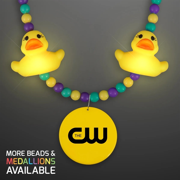 Light Up Rubber Ducky Beads Necklace with Yellow Medallion; Domestic Imprint... from ASI 34194 ALightPromos
