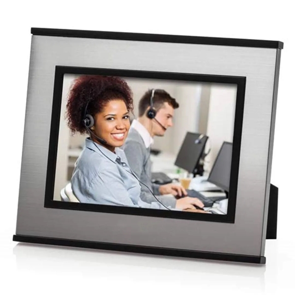 Crisp ebony satin metal edging boldly outlines this brushed aluminum frame... from ASI 84592 St Regis Group