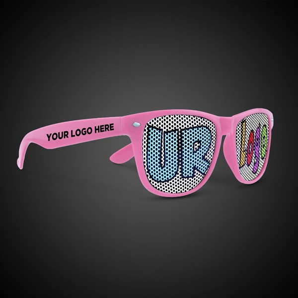 Plastic billboard sunglasses with a colorful and glossy plastic frame and... from ASI 42016 Brighter Promotions Inc