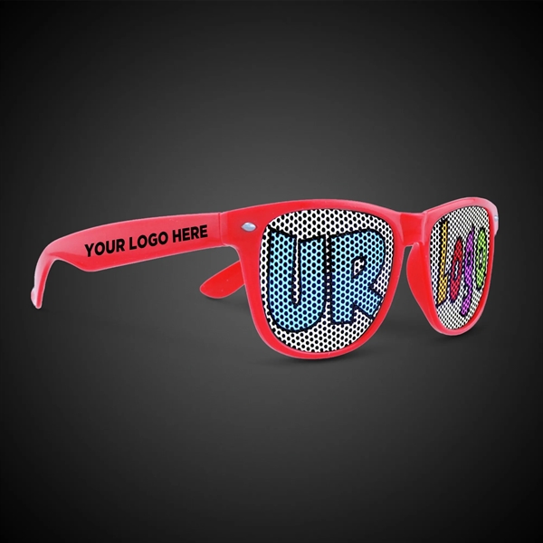 Plastic billboard sunglasses with a colorful and glossy plastic frame and... from ASI 42016 Brighter Promotions Inc