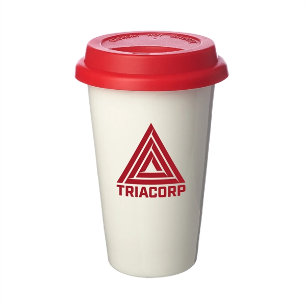 Introducing our 11 oz. Double Wall Porcelain Tumbler with Lid-a blend... from ASI 62088 IDProductsource