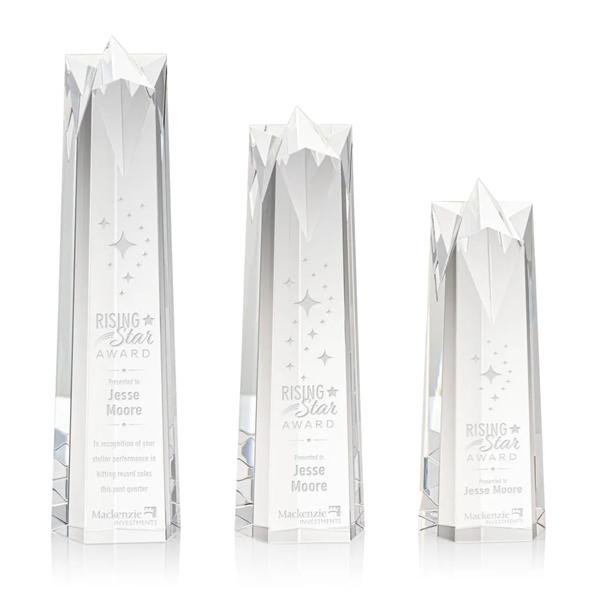 Tower of optical crystal award topped with a cut star.... from ASI 84592 St Regis Group / St Regis