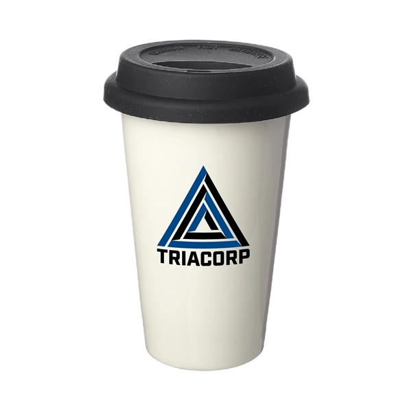 Introducing our 11 oz. Double Wall Porcelain Tumbler with Lid-a blend... from ASI 62088 IDProductsource
