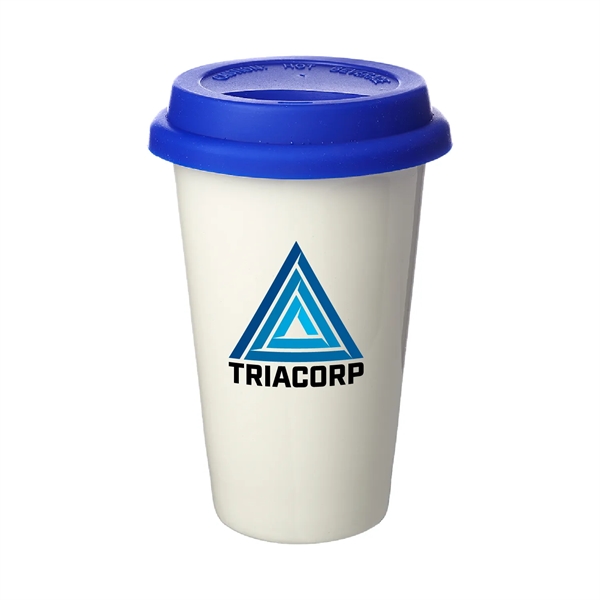 Introducing our 11 oz. Double Wall Porcelain Tumbler with Lid-a blend... from ASI 62088 IDProductsource