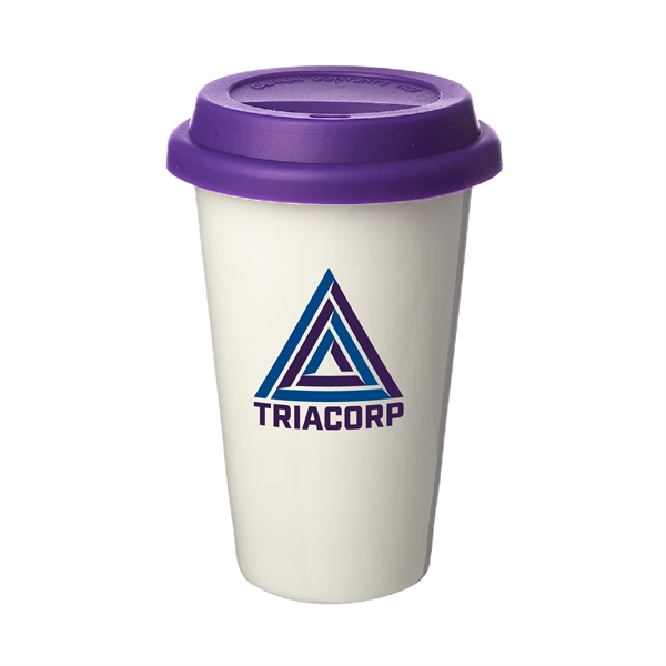 Introducing our 11 oz. Double Wall Porcelain Tumbler with Lid-a blend... from ASI 62088 IDProductsource