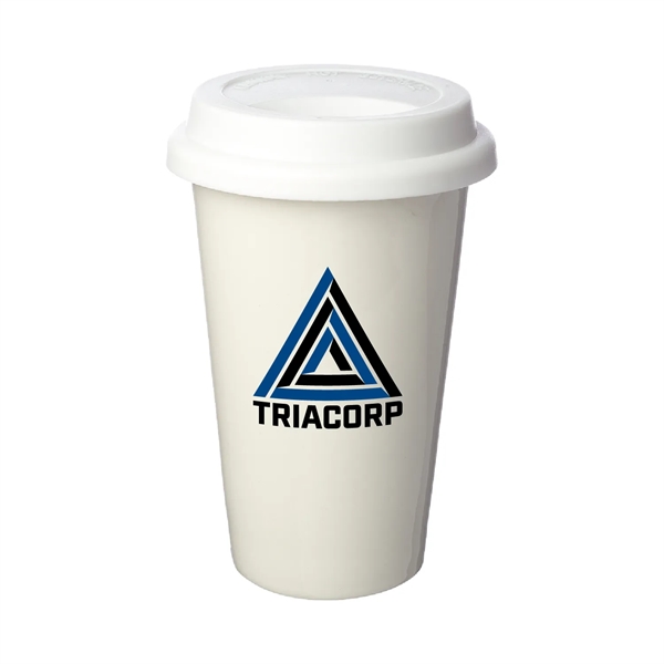 Introducing our 11 oz. Double Wall Porcelain Tumbler with Lid-a blend... from ASI 62088 IDProductsource