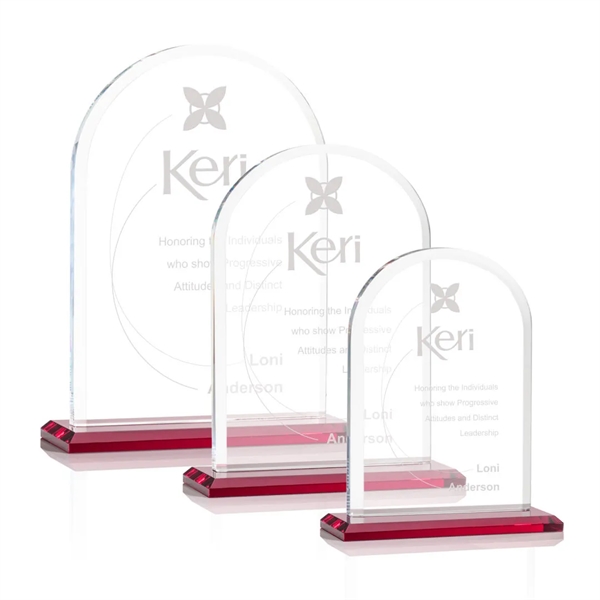 Starfire arch design award with front bevel on a Red base.... from ASI 84592 St Regis Group / St Regis