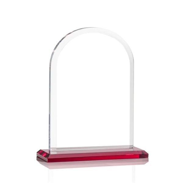 Starfire arch design award with front bevel on a Red base.... from ASI 84592 St Regis Group / St Regis