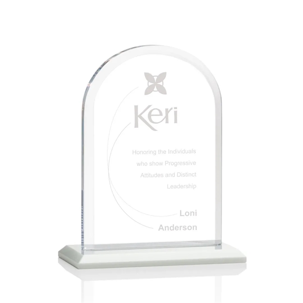 Starfire arch design award with front bevel on a White base.... from ASI 84592 St Regis Group / St Regis