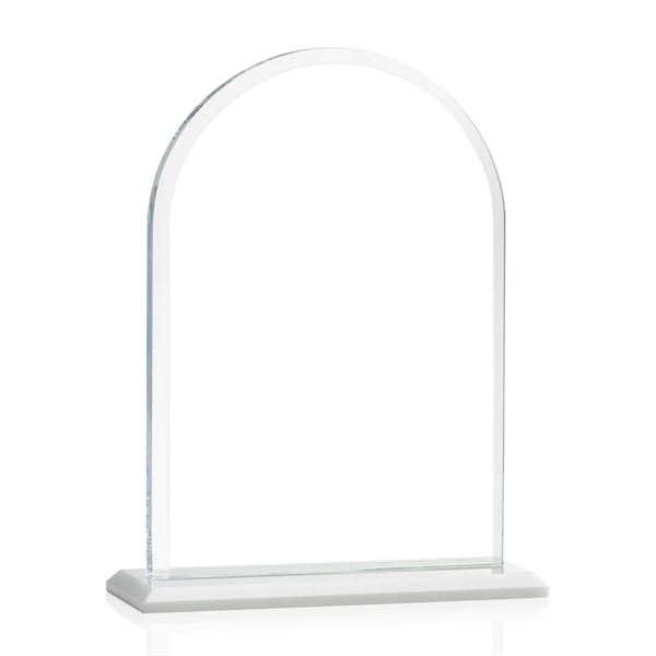 Starfire arch design award with front bevel on a White base.... from ASI 84592 St Regis Group / St Regis