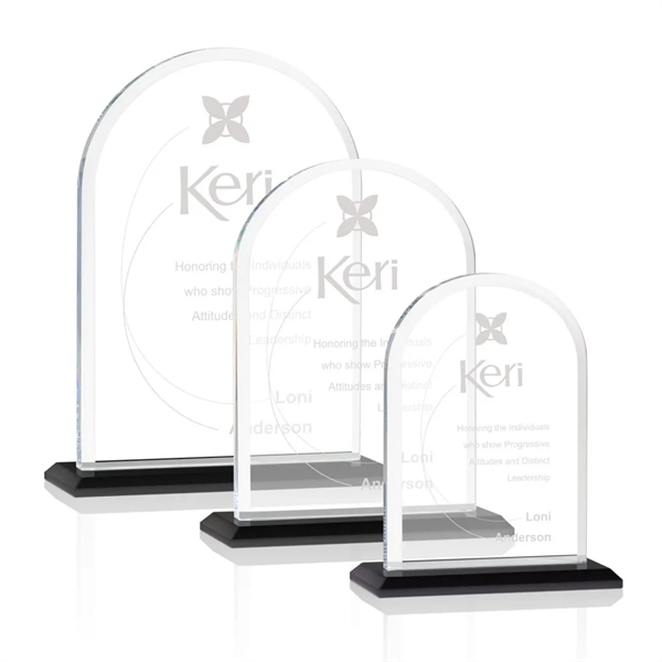 Starfire arch design award with front bevel on a Black base.... from ASI 84592 St Regis Group / St Regis