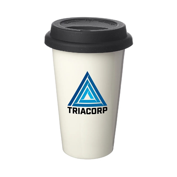 Introducing our 11 oz. Double Wall Porcelain Tumbler with Lid-a blend... from ASI 62088 IDProductsource