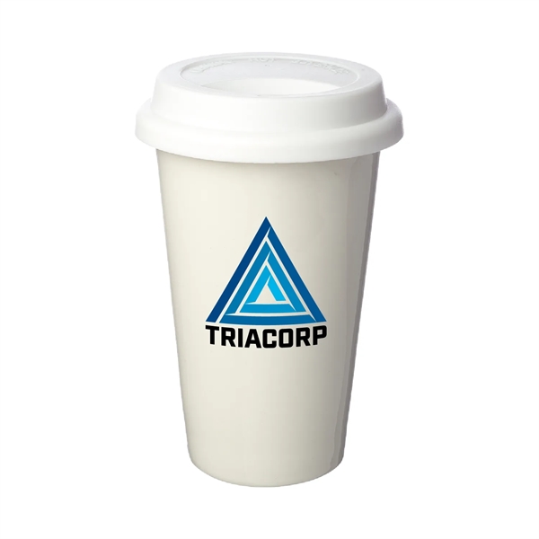 Introducing our 11 oz. Double Wall Porcelain Tumbler with Lid-a blend... from ASI 62088 IDProductsource