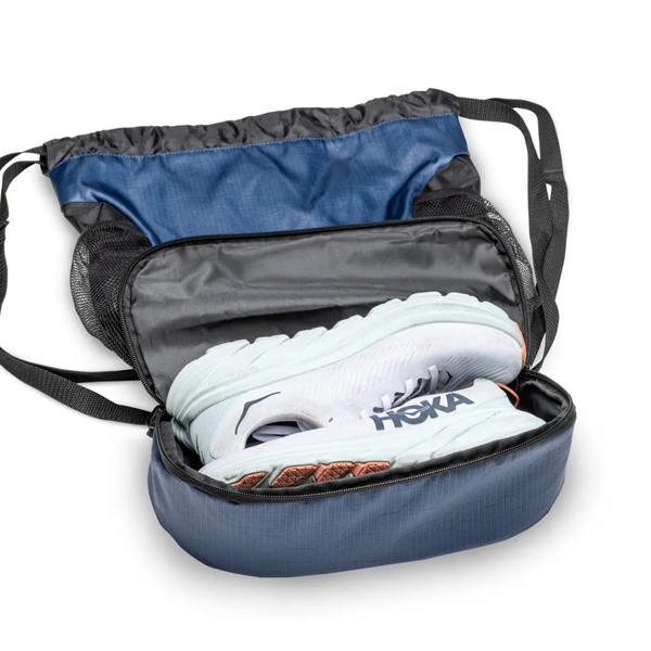 Our innovative Fitz Drawstring Bag features a zippered bottom compartment and... from ASI 84592 St Regis Group