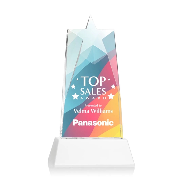 Our prestigious Thick Optical Crystal Millington Star VividPrint™ Award on base... from ASI 84592 St Regis Group / St Regis