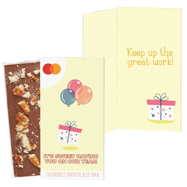 Greeting card box with 3.5 oz. Belgian chocolate bar.... from ASI 71685 Midnite Snax®