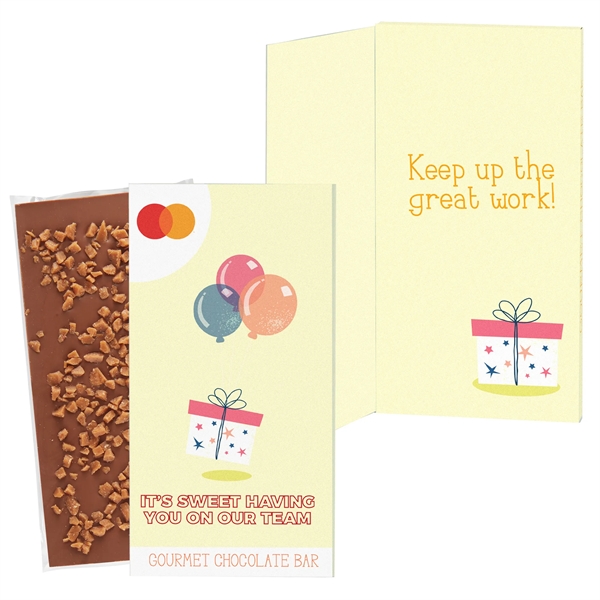 Greeting card box with 3.5 oz. Belgian chocolate bar.... from ASI 71685 Midnite Snax®