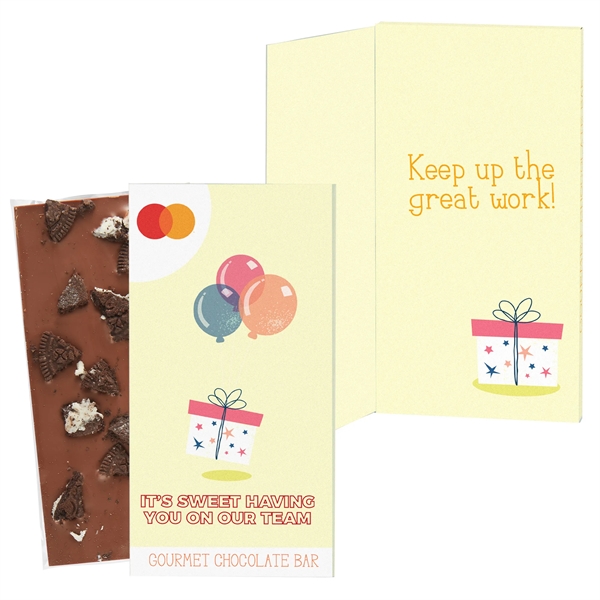 Greeting card box with 3.5 oz. Belgian chocolate bar.... from ASI 71685 Midnite Snax®