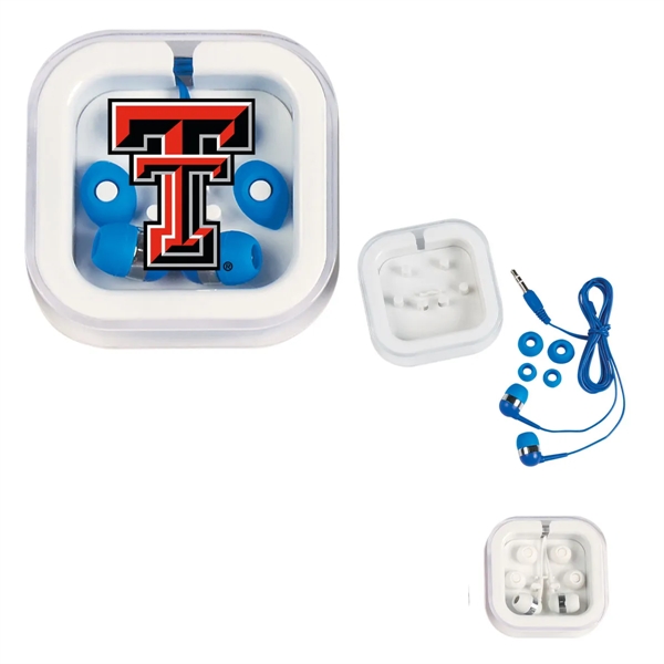 Ear Buds in Case.  Protective Plastic Travel Case.  Interchangeable... from ASI 61125 Hit Promotional Products / Hit®
