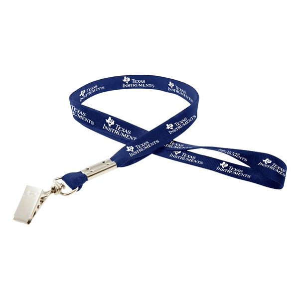 35" x 5/8" flat ribbed polyester lanyard with bulldog clip and... from ASI 30250 AZX Sport USA