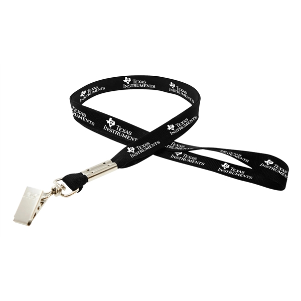 35" x 5/8" flat ribbed polyester lanyard with bulldog clip and... from ASI 30250 AZX Sport USA