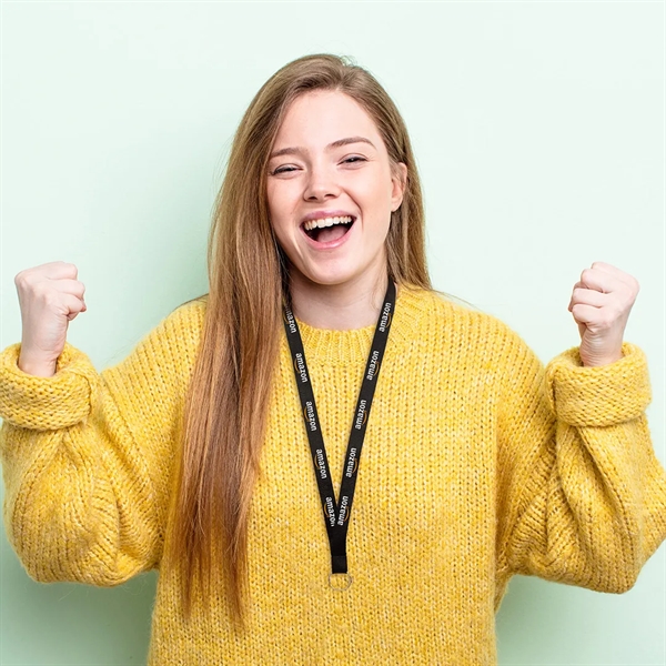 35" x 3/8" flat ribbed polyester lanyard with keyring hardware and... from ASI 30250 AZX Sport USA