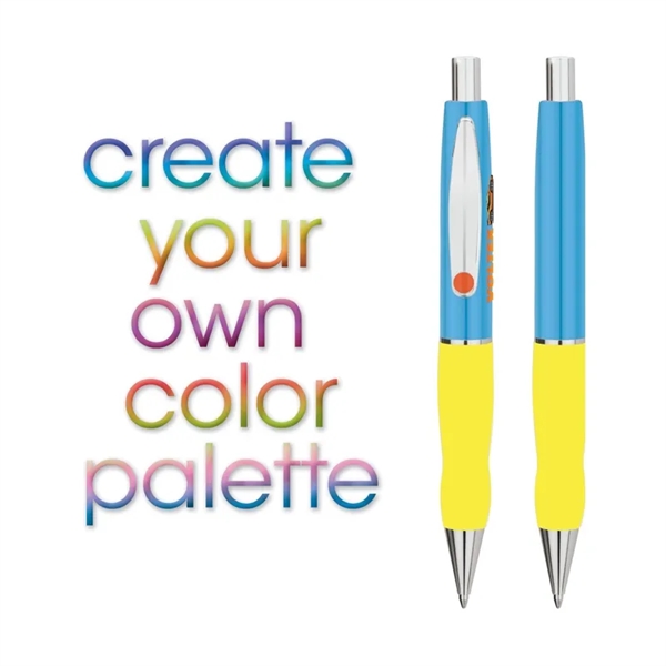 Plunger action ballpoint pen with brass cap, chrome clip and trims,... from ASI 67866 Logomark/Valumark / Valumark™