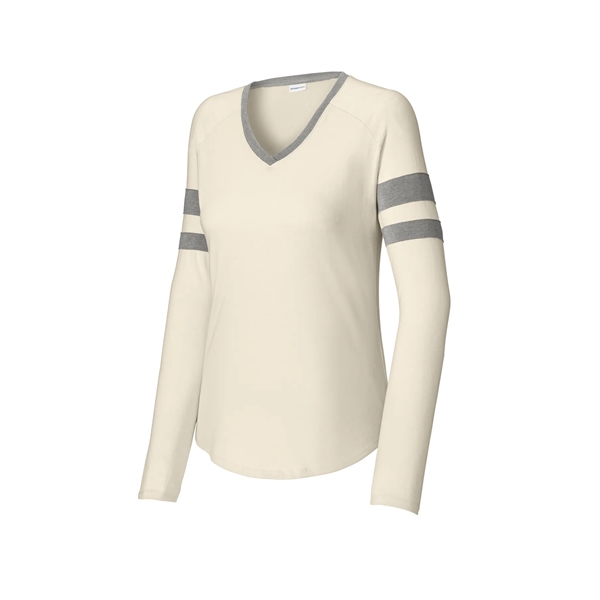 Sport-Tek Ladies Halftime Stripe Long Sleeve V-Neck Tee... from ASI 84863 SanMar