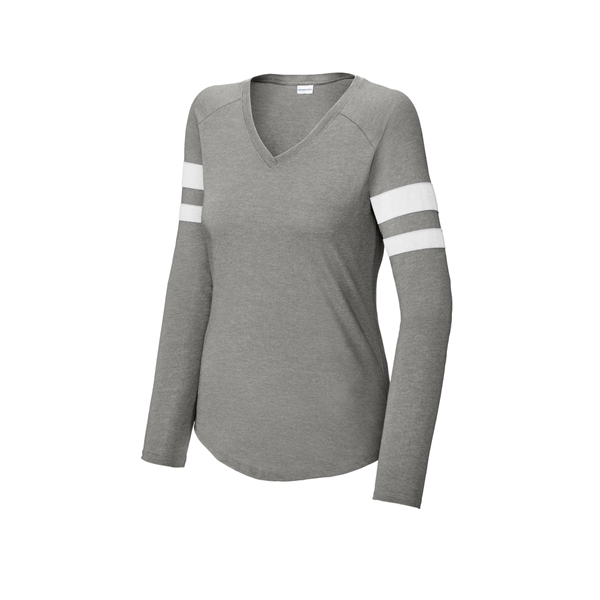 Sport-Tek Ladies Halftime Stripe Long Sleeve V-Neck Tee... from ASI 84863 SanMar
