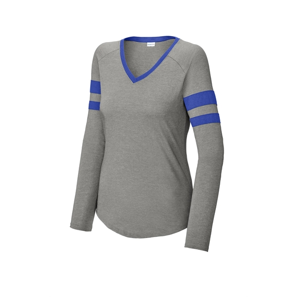 Sport-Tek Ladies Halftime Stripe Long Sleeve V-Neck Tee... from ASI 84863 SanMar