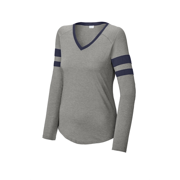Sport-Tek Ladies Halftime Stripe Long Sleeve V-Neck Tee... from ASI 84863 SanMar