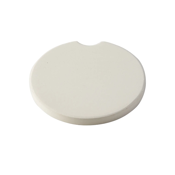 Round absorbent automobile coaster made from dolomite material, featuring a finger... from ASI 52840 Evans Manufacturing