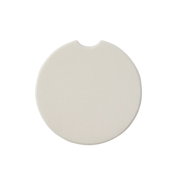 Round absorbent automobile coaster made from dolomite material, featuring a finger... from ASI 52840 Evans Manufacturing