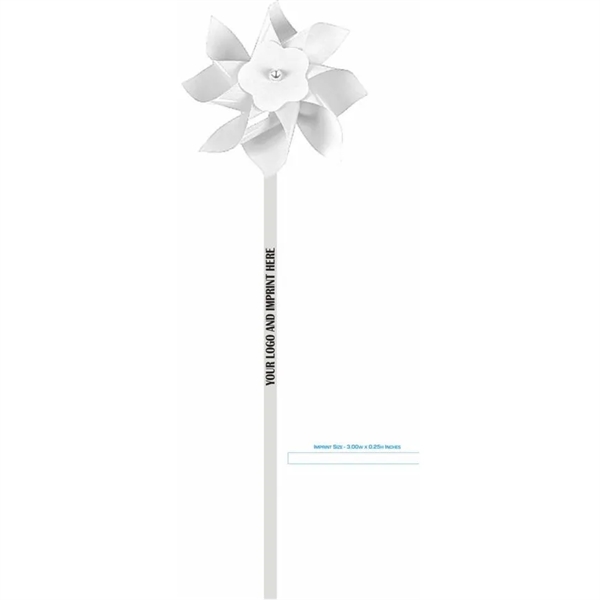 Pinwheel w/ Logo, White Plastic 4" dia (INCLUDES ASSEMBLY)... from ASI 57713 Glow Promotions / Glow Promotions