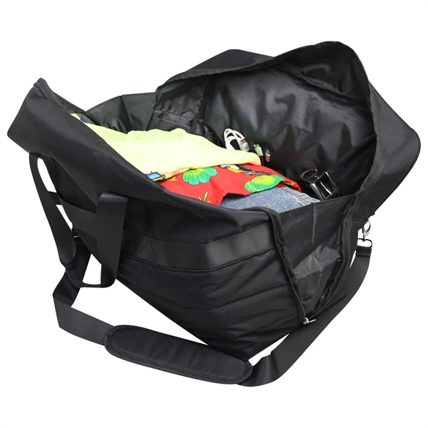 unisex carry-on duffle, quilted pattern combined with shiny nylon spacious main... from ASI 79384 Preferred Nation Inc