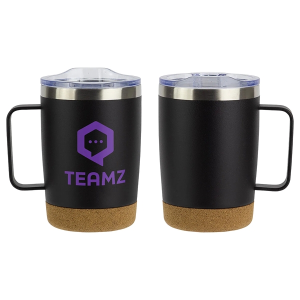 Our new 12 Oz Stainless Steel Mug with Cork Base is... from ASI 57956 Graphco line