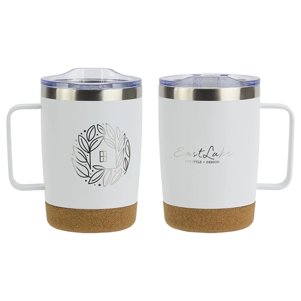 Our new 12 Oz Stainless Steel Mug with Cork Base is... from ASI 57956 Graphco line