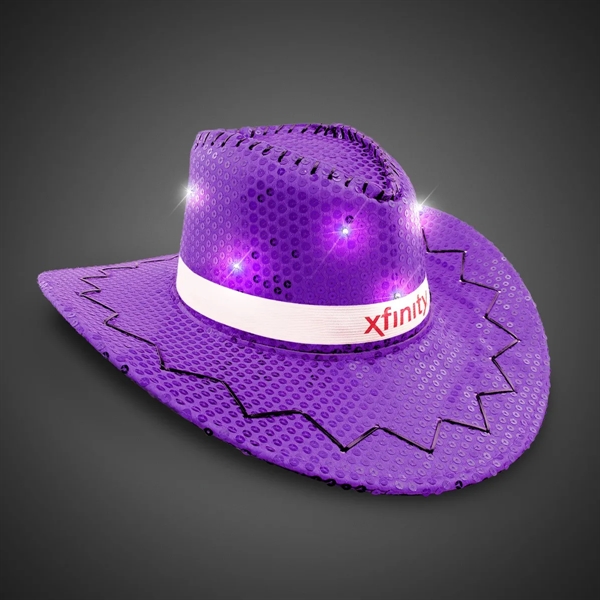 Cowboy hat with sequins, LED lights, three light functions and an... from ASI 42016 Brighter Promotions Inc / Chemical Light™