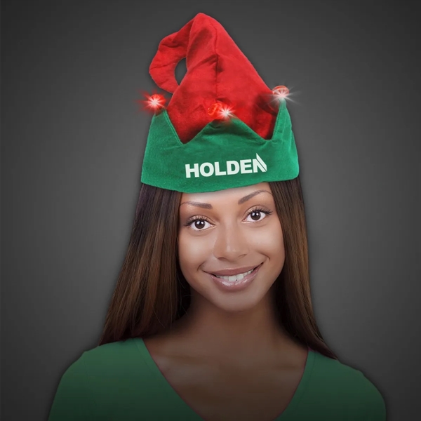 Light-up elf hat made of red and green polyester.... from ASI 42016 Brighter Promotions Inc / Chemical Light™