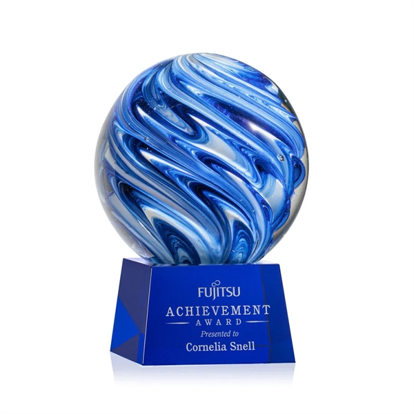 The mesmerizing Naples Art Glass Award features blue and white swirls... from ASI 84592 St Regis Group / St Regis