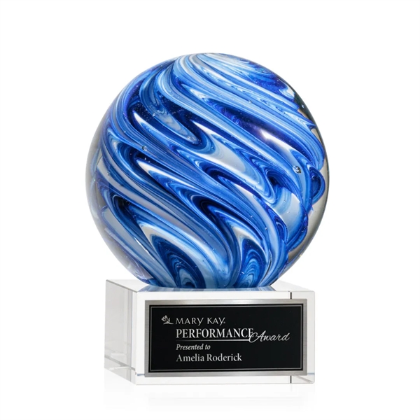 The mesmerizing Naples Art Glass Award features blue and white swirls... from ASI 84592 St Regis Group / St Regis