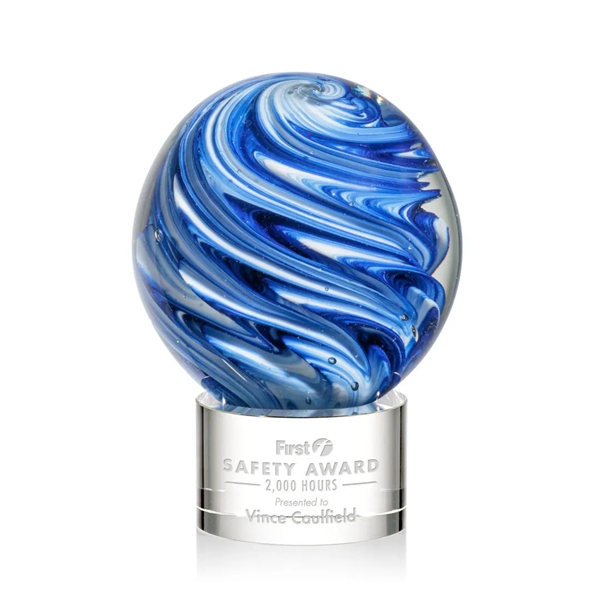 The mesmerizing Naples Art Glass Award features blue and white swirls... from ASI 84592 St Regis Group / St Regis