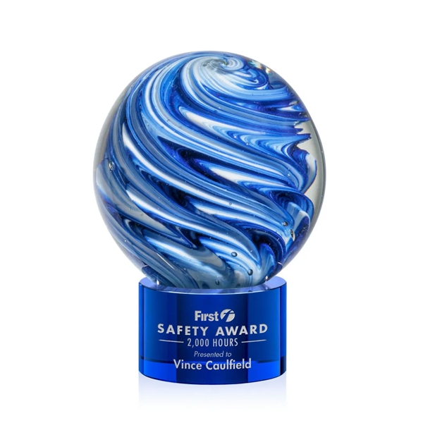 The mesmerizing Naples Art Glass Award features blue and white swirls... from ASI 84592 St Regis Group / St Regis